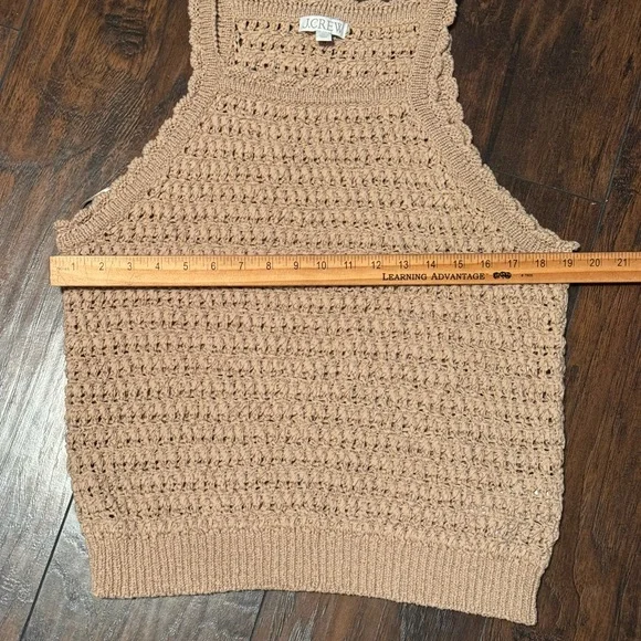 J. Crew Montauk Crochet Tank Top  Women's XL Dark Basket Stitch Beige Beach - Picture 12 of 14